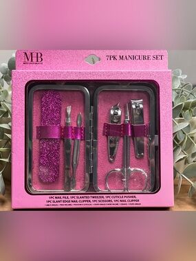 7PC Pink Glitter Manicure Set
